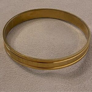 Vintage Gold Tone Bangle Bracelet Brushed Polished Finish Classic Stackable